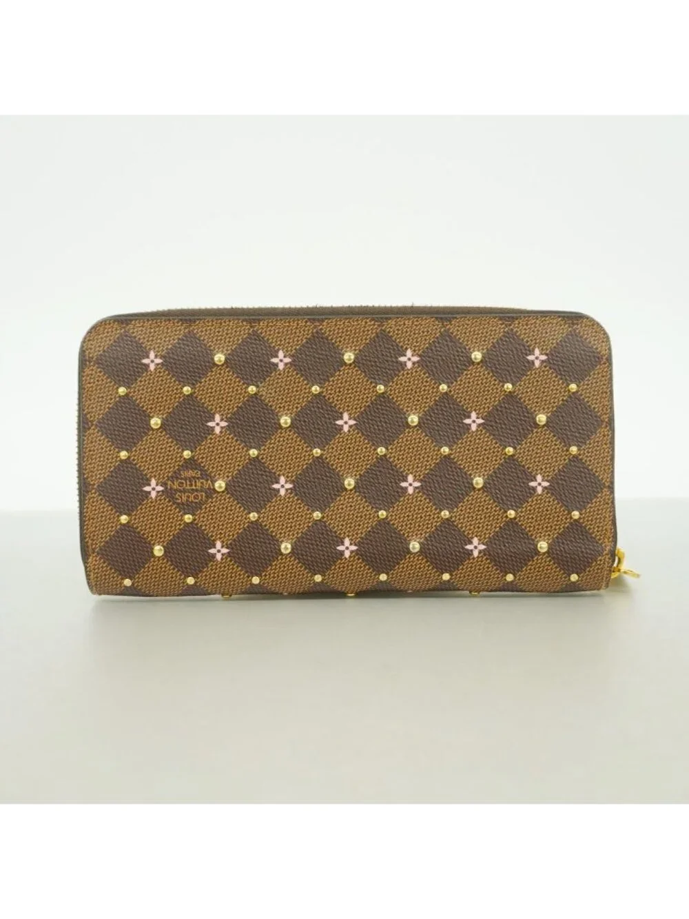 Louis Vuitton Wallet Damier Studded Zippy Ebene Rose Ballerine